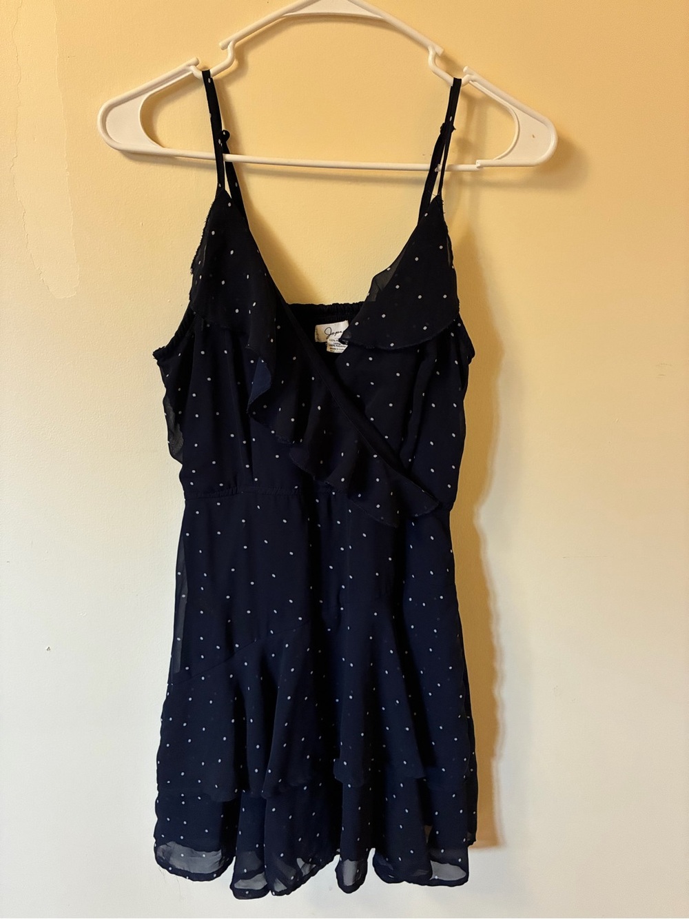 American Eagle Outfitters Navy Mini Dress with White Polka Dots